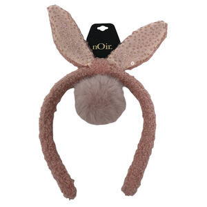 Noir Nordstrom Bunny Ears Headband Womens Glitter Pink NWT